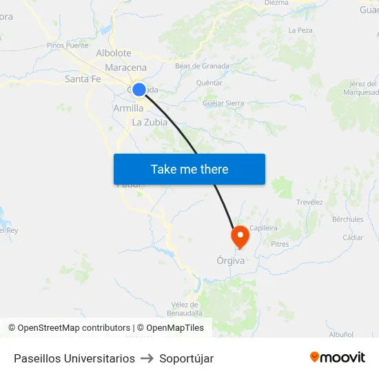 Paseillos Universitarios to Soportújar map