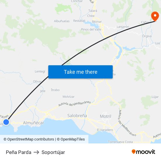 Peña Parda to Soportújar map