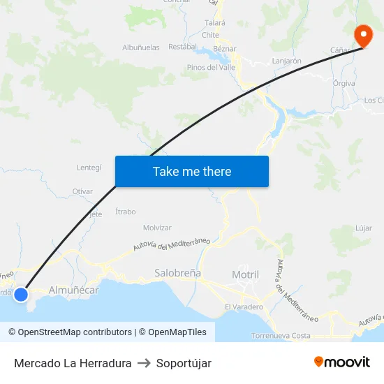 Mercado La Herradura to Soportújar map