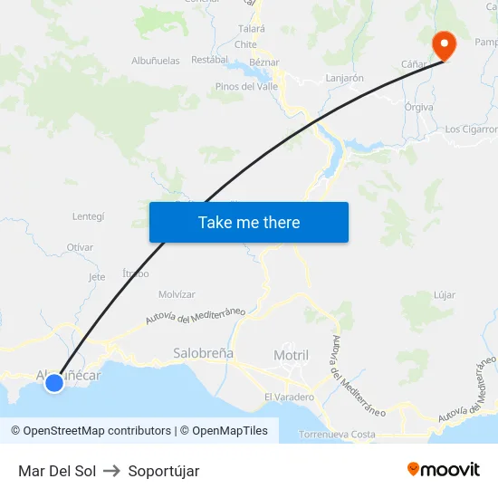 Mar Del Sol to Soportújar map