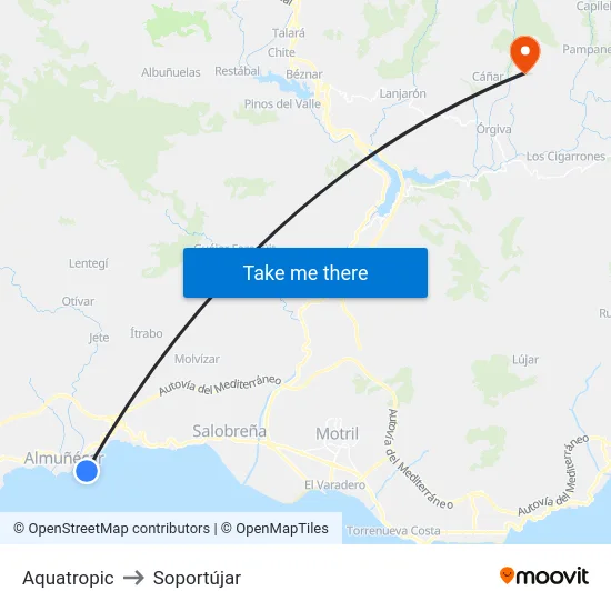 Aquatropic to Soportújar map