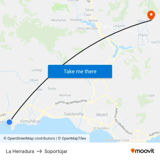 La Herradura to Soportújar map