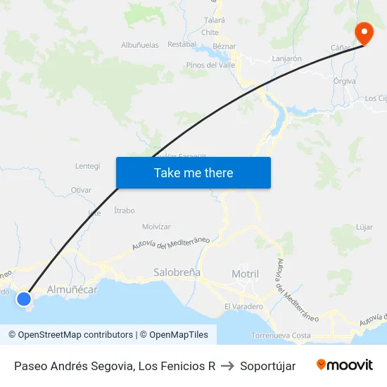 Paseo Andrés Segovia, Los Fenicios R to Soportújar map