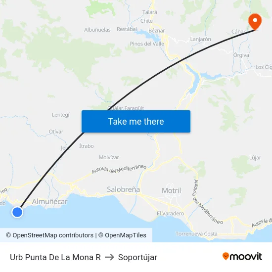 Urb Punta De La Mona R to Soportújar map