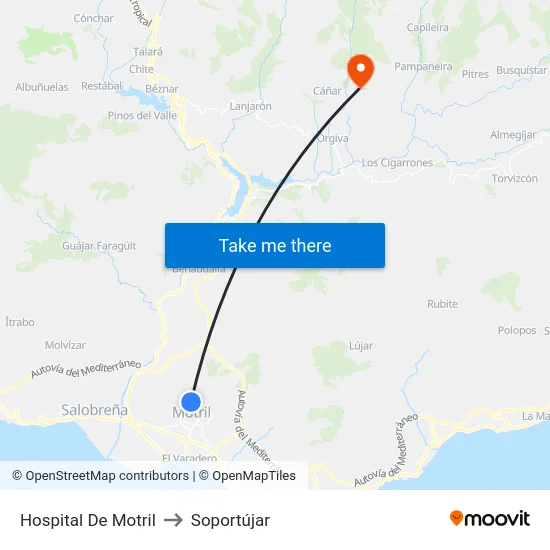 Hospital De Motril to Soportújar map