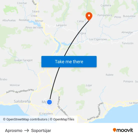 Aprosmo to Soportújar map