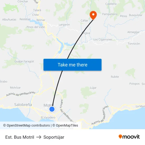 Est. Bus Motril to Soportújar map