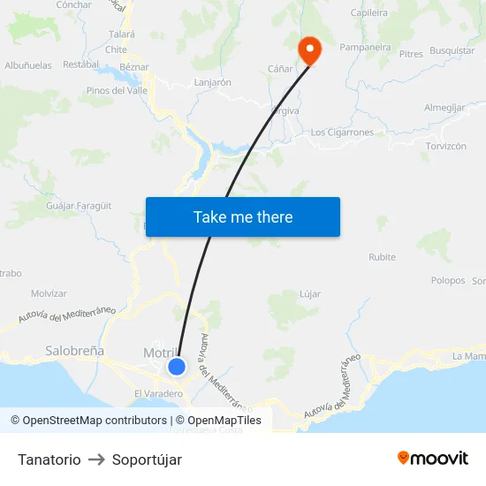 Tanatorio to Soportújar map