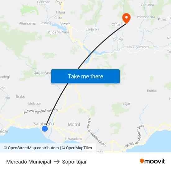 Mercado Municipal to Soportújar map