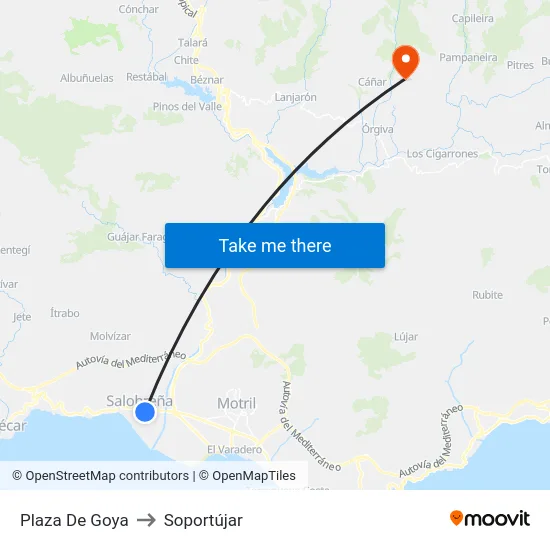 Plaza De Goya to Soportújar map