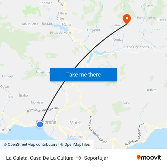 La Caleta, Casa De La Cultura to Soportújar map