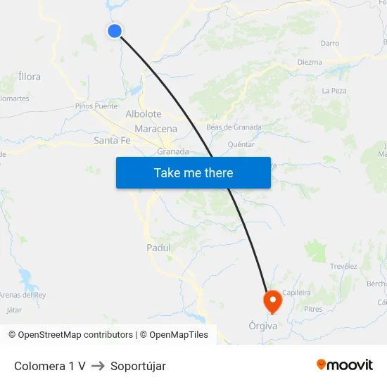 Colomera 1 V to Soportújar map