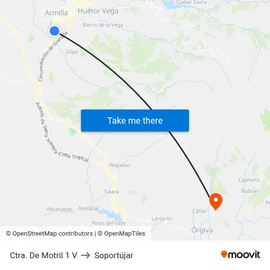 Ctra. De Motril 1 V to Soportújar map