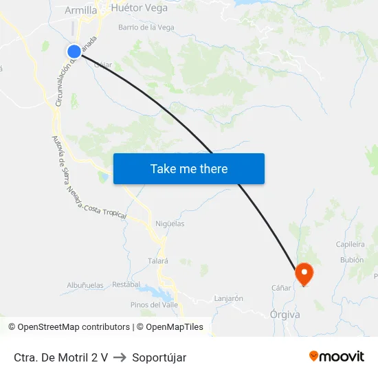 Ctra. De Motril 2 V to Soportújar map