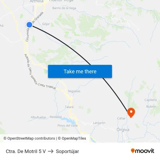 Ctra. De Motril 5 V to Soportújar map