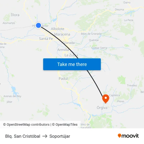 Blq. San Cristóbal to Soportújar map