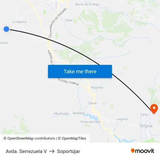 Avda. Serrezuela V to Soportújar map