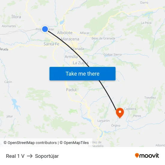 Real 1 V to Soportújar map