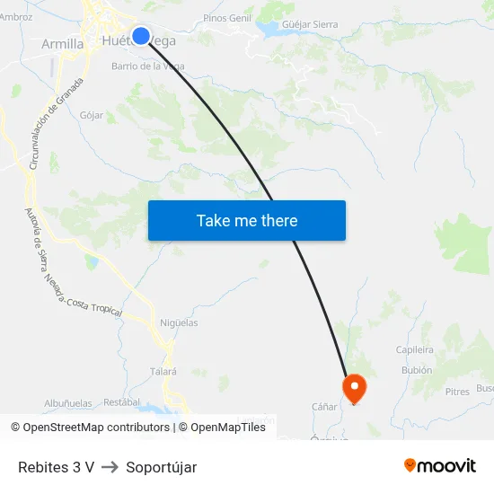 Rebites 3 V to Soportújar map