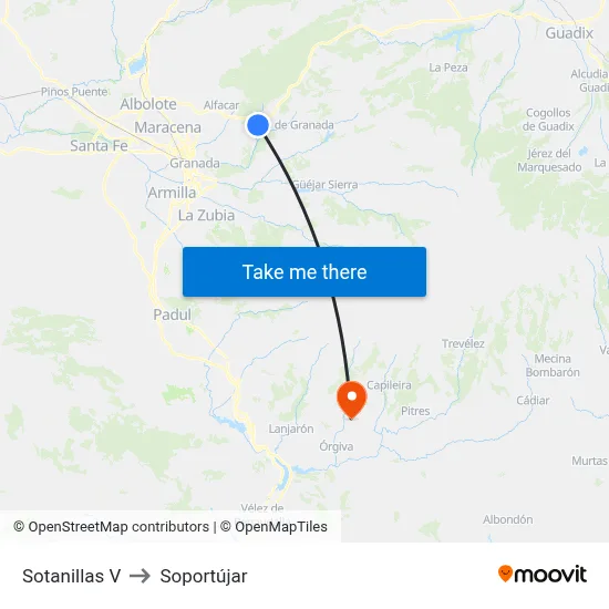 Sotanillas V to Soportújar map