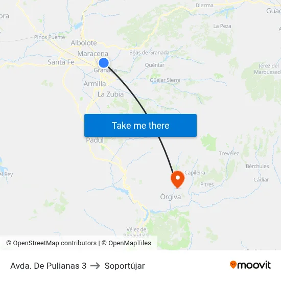Avda. De Pulianas 3 to Soportújar map