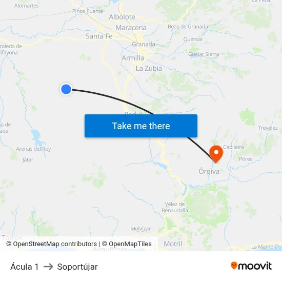 Ácula 1 to Soportújar map