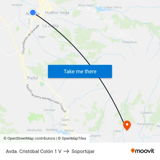 Avda. Cristóbal Colón 1 V to Soportújar map