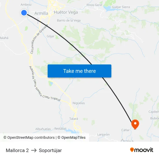 Mallorca 2 to Soportújar map