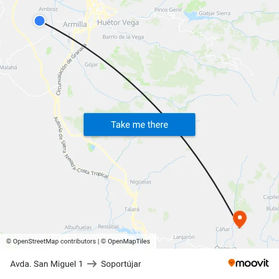Avda. San Miguel 1 to Soportújar map