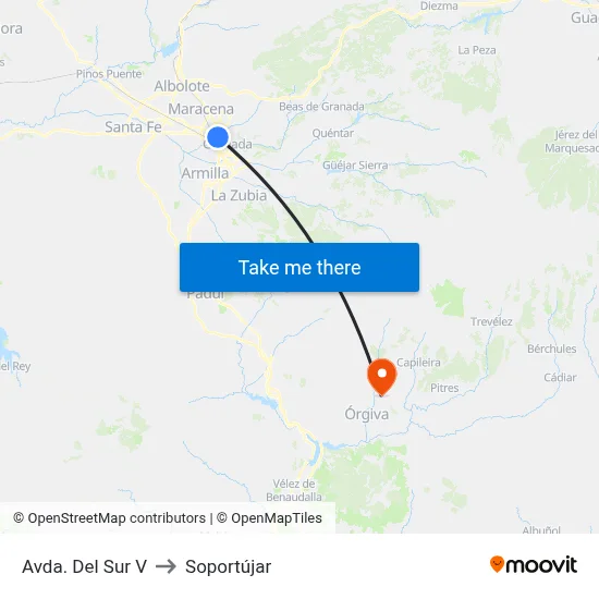 Avda. Del Sur V to Soportújar map