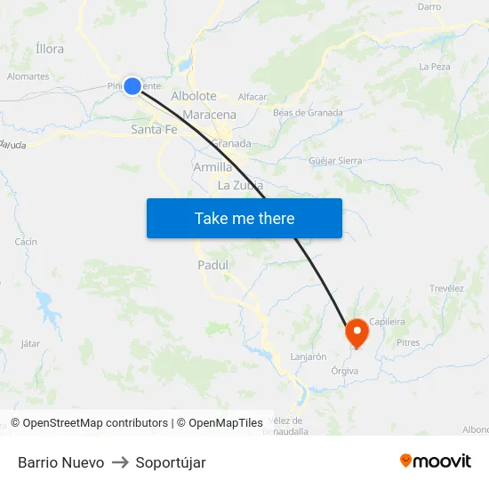 Barrio Nuevo to Soportújar map