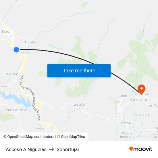 Acceso A Nigüelas to Soportújar map