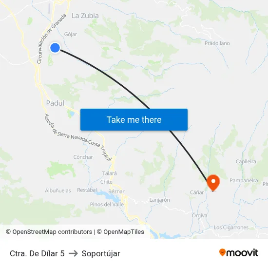 Ctra. De Dílar 5 to Soportújar map