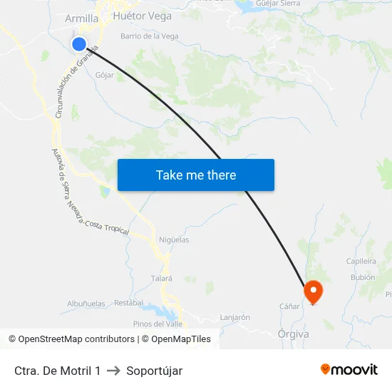 Ctra. De Motril 1 to Soportújar map