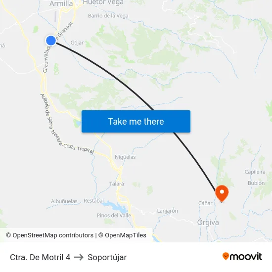 Ctra. De Motril 4 to Soportújar map