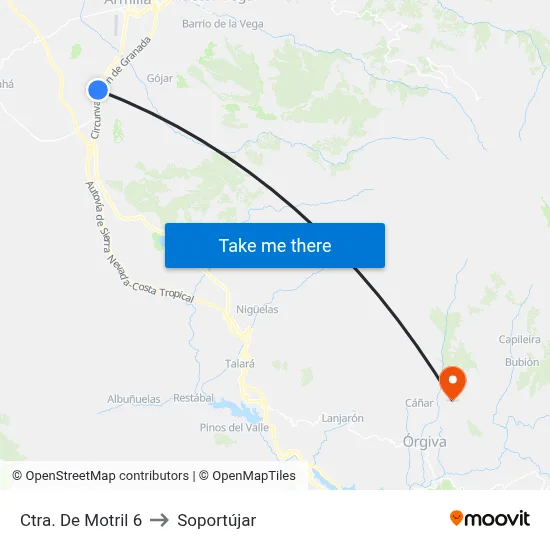 Ctra. De Motril 6 to Soportújar map
