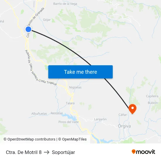 Ctra. De Motril 8 to Soportújar map