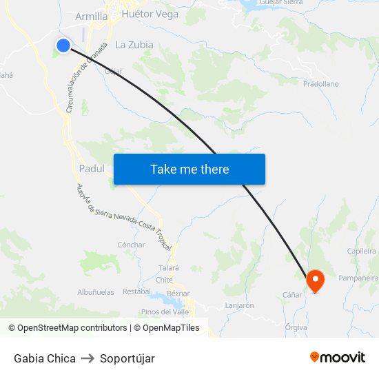 Gabia Chica to Soportújar map