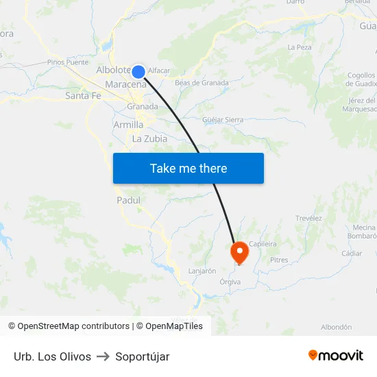 Urb. Los Olivos to Soportújar map