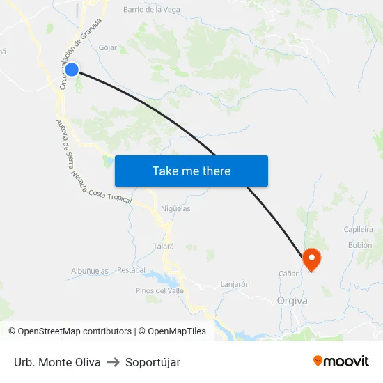Urb. Monte Oliva to Soportújar map