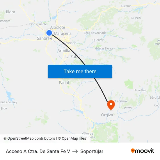 Acceso A Ctra. De Santa Fe V to Soportújar map