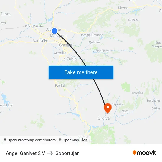 Ángel Ganivet 2 V to Soportújar map