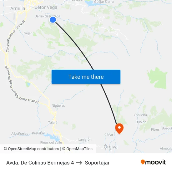 Avda. De Colinas Bermejas 4 to Soportújar map