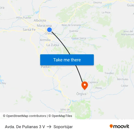 Avda. De Pulianas 3 V to Soportújar map