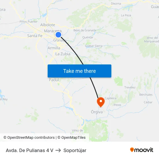 Avda. De Pulianas 4 V to Soportújar map