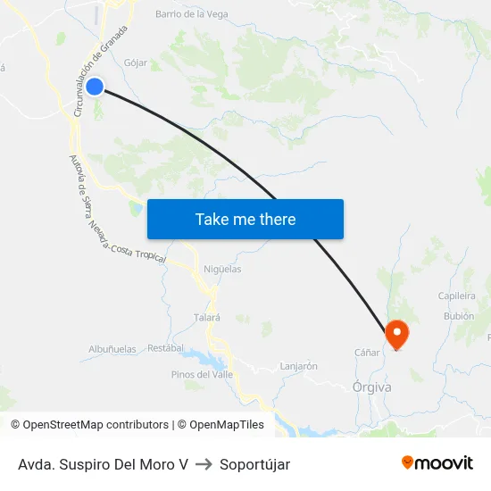 Avda. Suspiro Del Moro V to Soportújar map