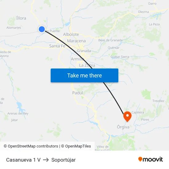 Casanueva 1 V to Soportújar map