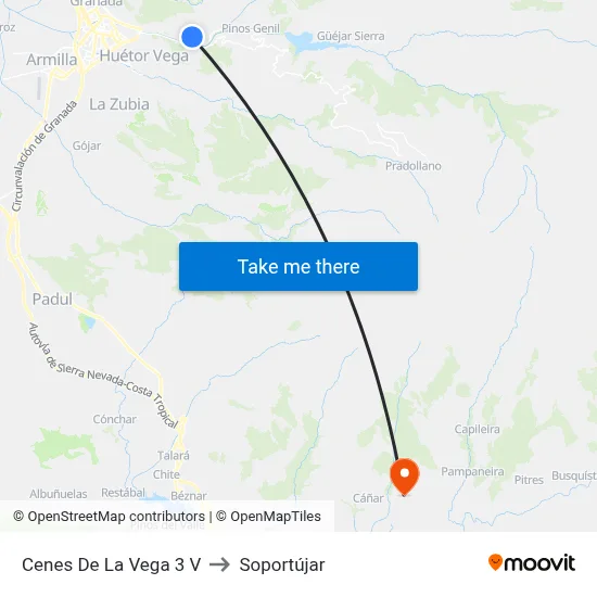 Cenes De La Vega 3 V to Soportújar map