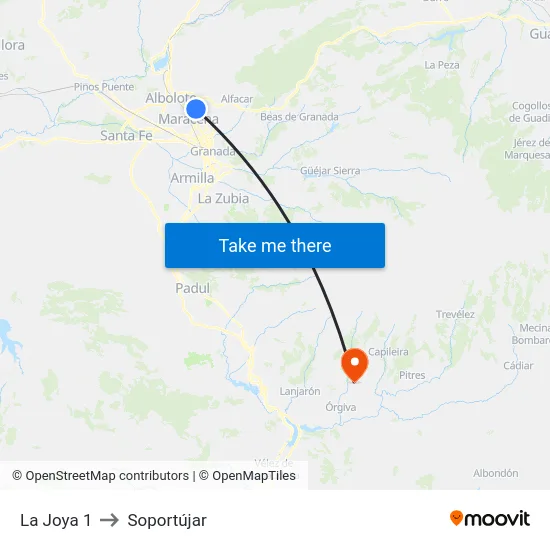 La Joya 1 to Soportújar map