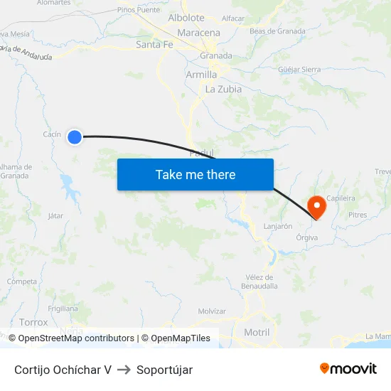 Cortijo Ochíchar V to Soportújar map